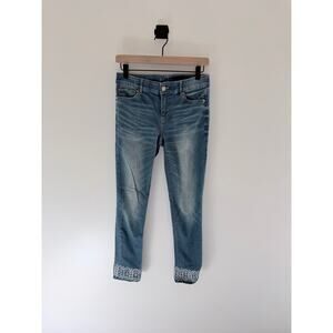 White House Black Market Slim Crop Embroidered Hem Jeans-Size 2